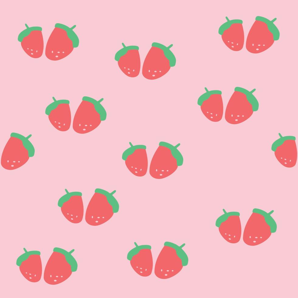 Cute Strawberry Fruit Seamless Pattern vector