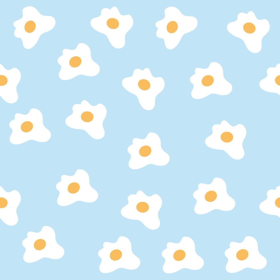 Fried Egg Seamless Blue And Yellow Pattern vector