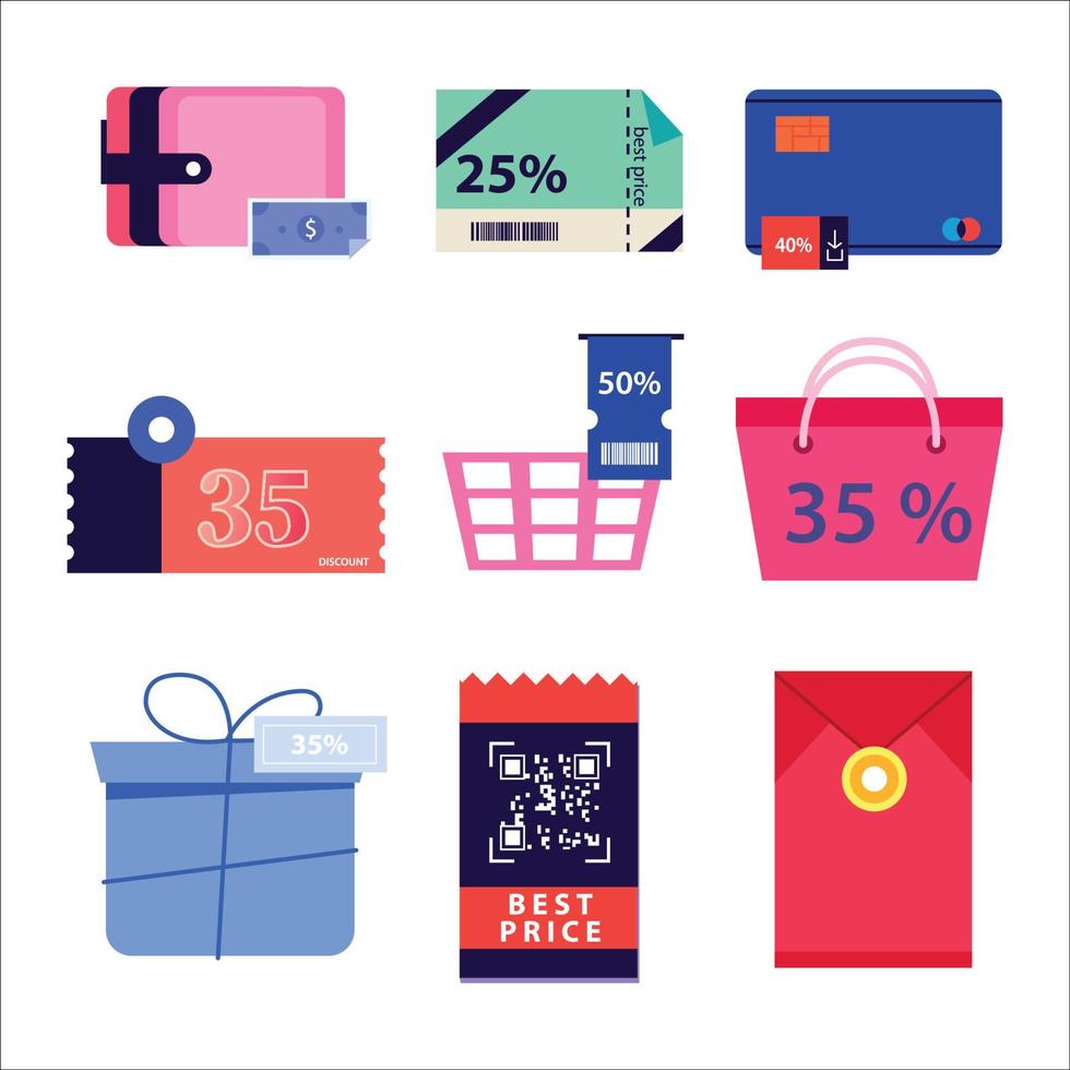Wallet Discount and Promotion Illustration Elements vector