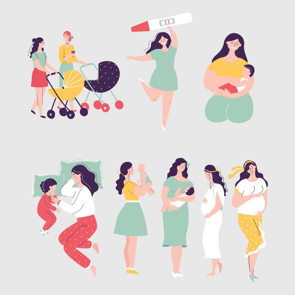 ilustración de mujer embarazada plana vector