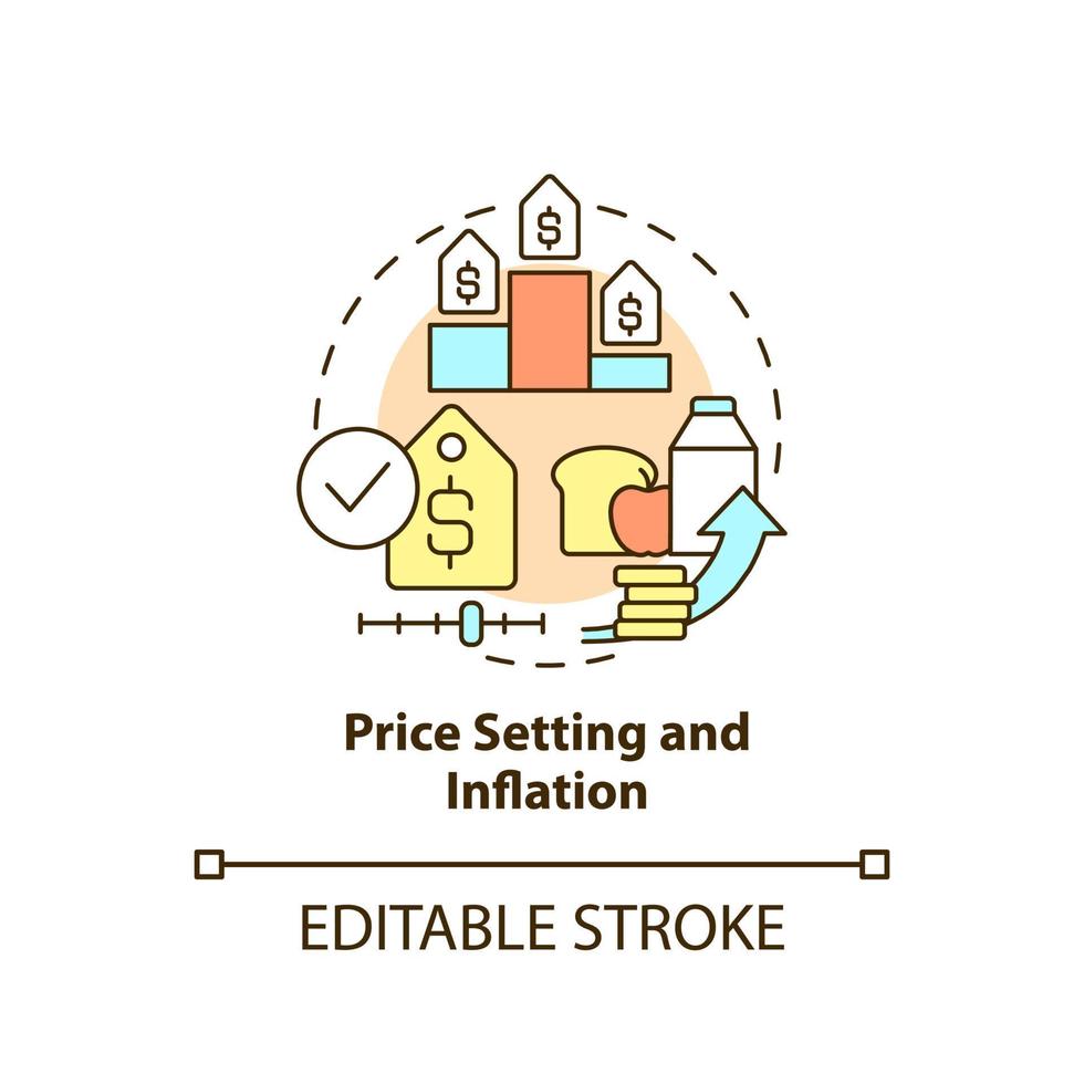 Price setting and inflation concept icon. Prices management. Risks to food security abstract idea thin line illustration. Isolated outline drawing. Editable stroke. vector