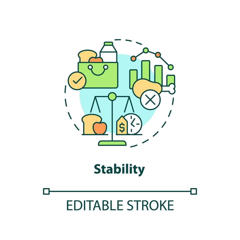 Stability concept icon. Constant availability. Food security basic definitions abstract idea thin line illustration. Isolated outline drawing. Editable stroke. vector