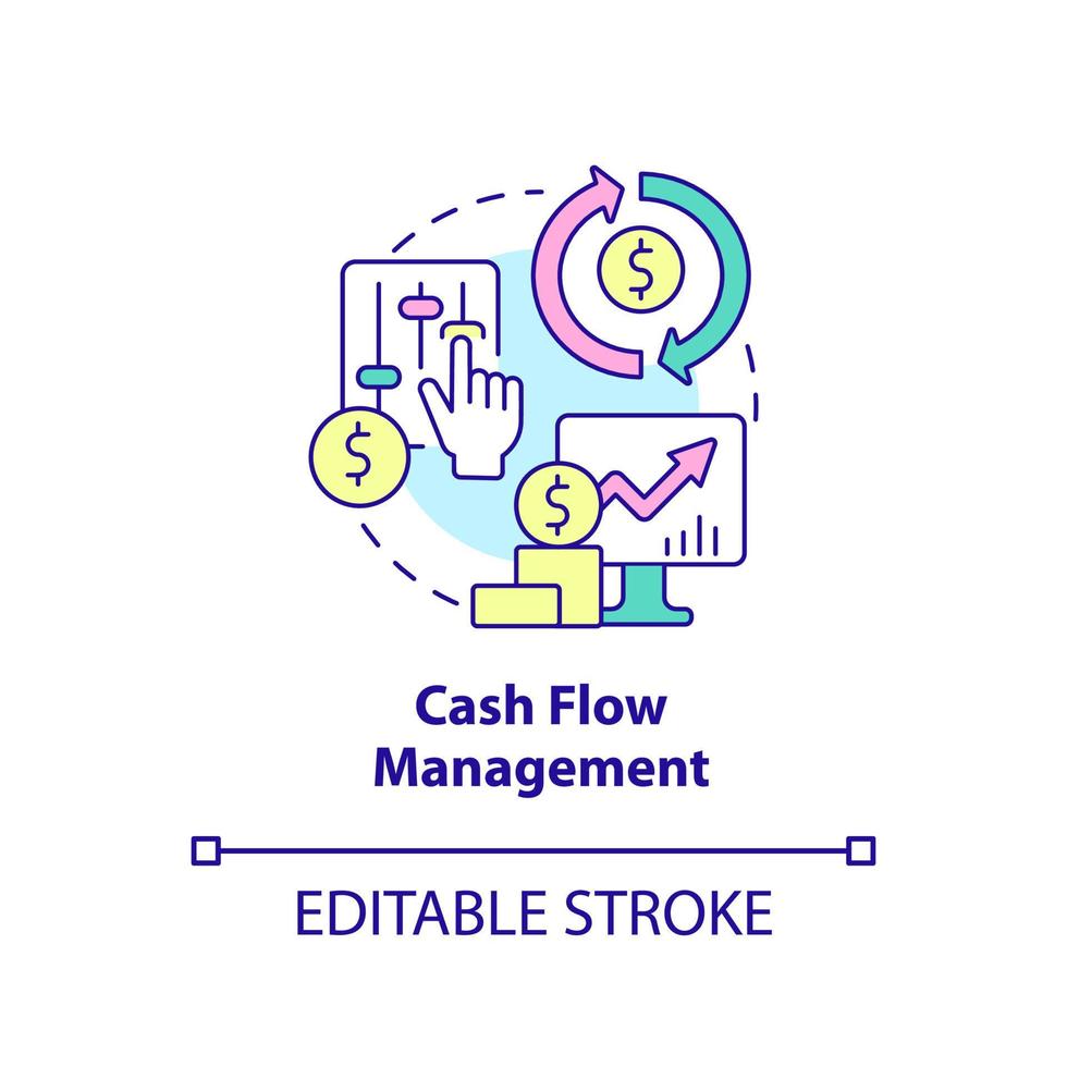 Cash flow management concept icon. Financial protection. Benefits of insurance policy abstract idea thin line illustration. Isolated outline drawing. Editable stroke. vector