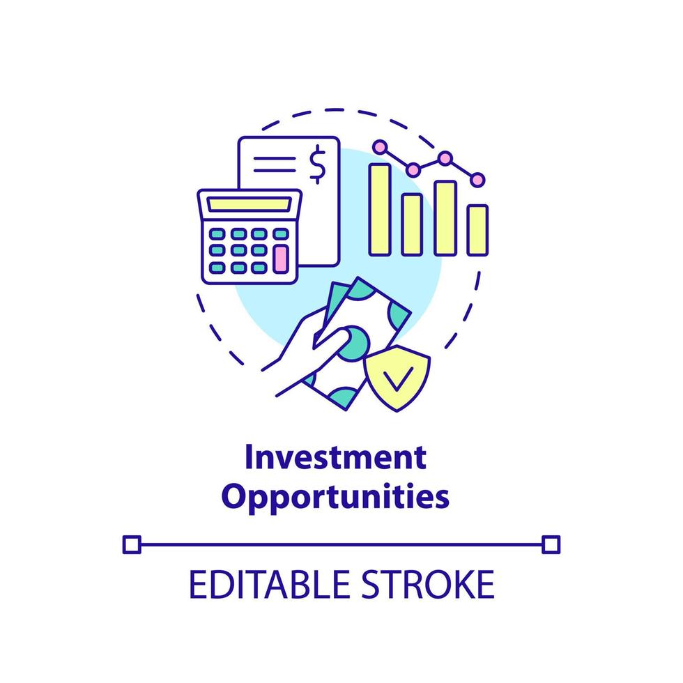 Investment opportunities concept icon. Customer profit. Insurance policy benefits abstract idea thin line illustration. Isolated outline drawing. Editable stroke. vector