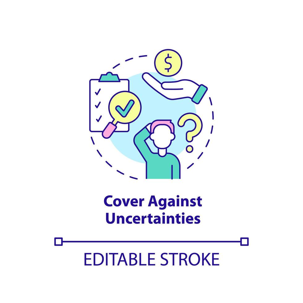 Cover against uncertainties concept icon. Benefits of insurance policy abstract idea thin line illustration. Isolated outline drawing. Editable stroke. vector
