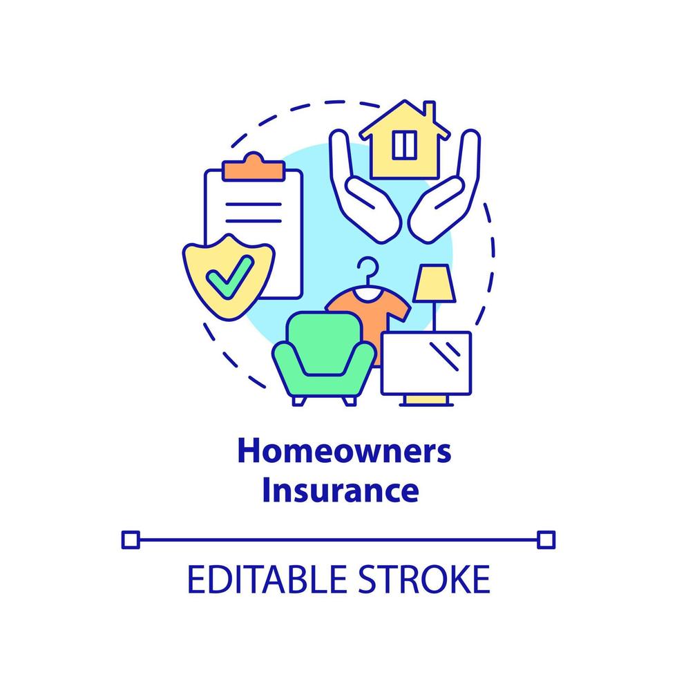 Homeowners insurance concept icon. Type of property financial protection abstract idea thin line illustration. Isolated outline drawing. Editable stroke. vector