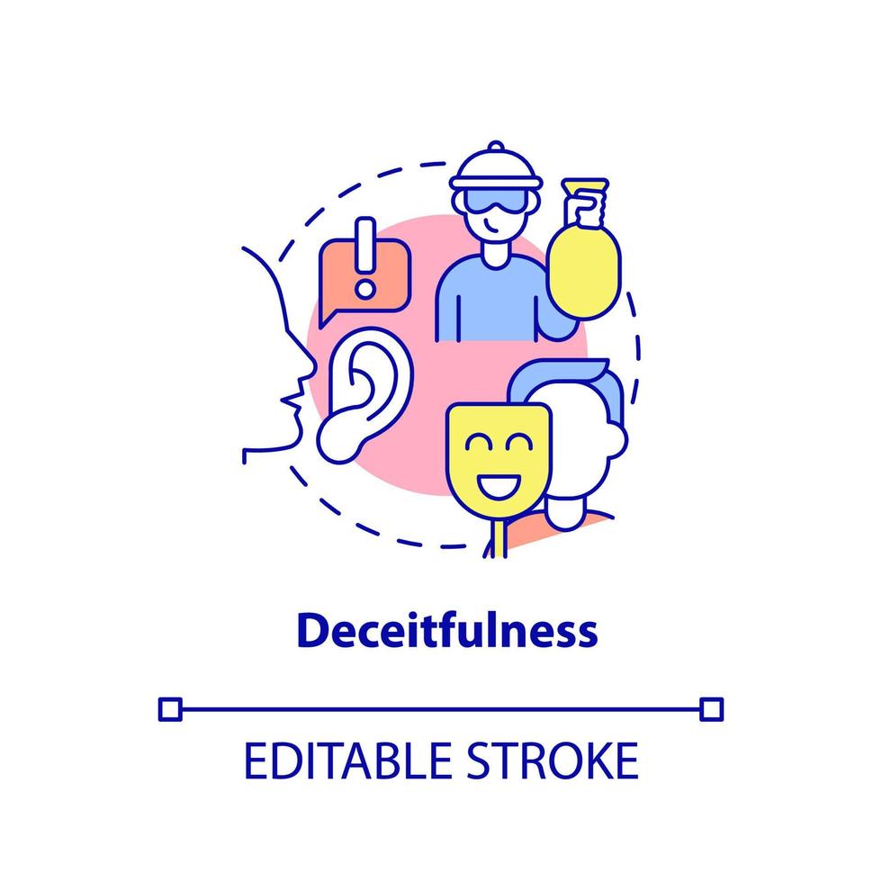 Deceitfulness concept icon. Groups of behaviors. Conduct disorder abstract idea thin line illustration. Isolated outline drawing. Editable stroke. vector