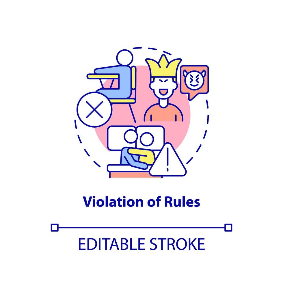 Violation of rules concept icon. Groups of behaviors. Conduct disorder abstract idea thin line illustration. Isolated outline drawing. Editable stroke. vector