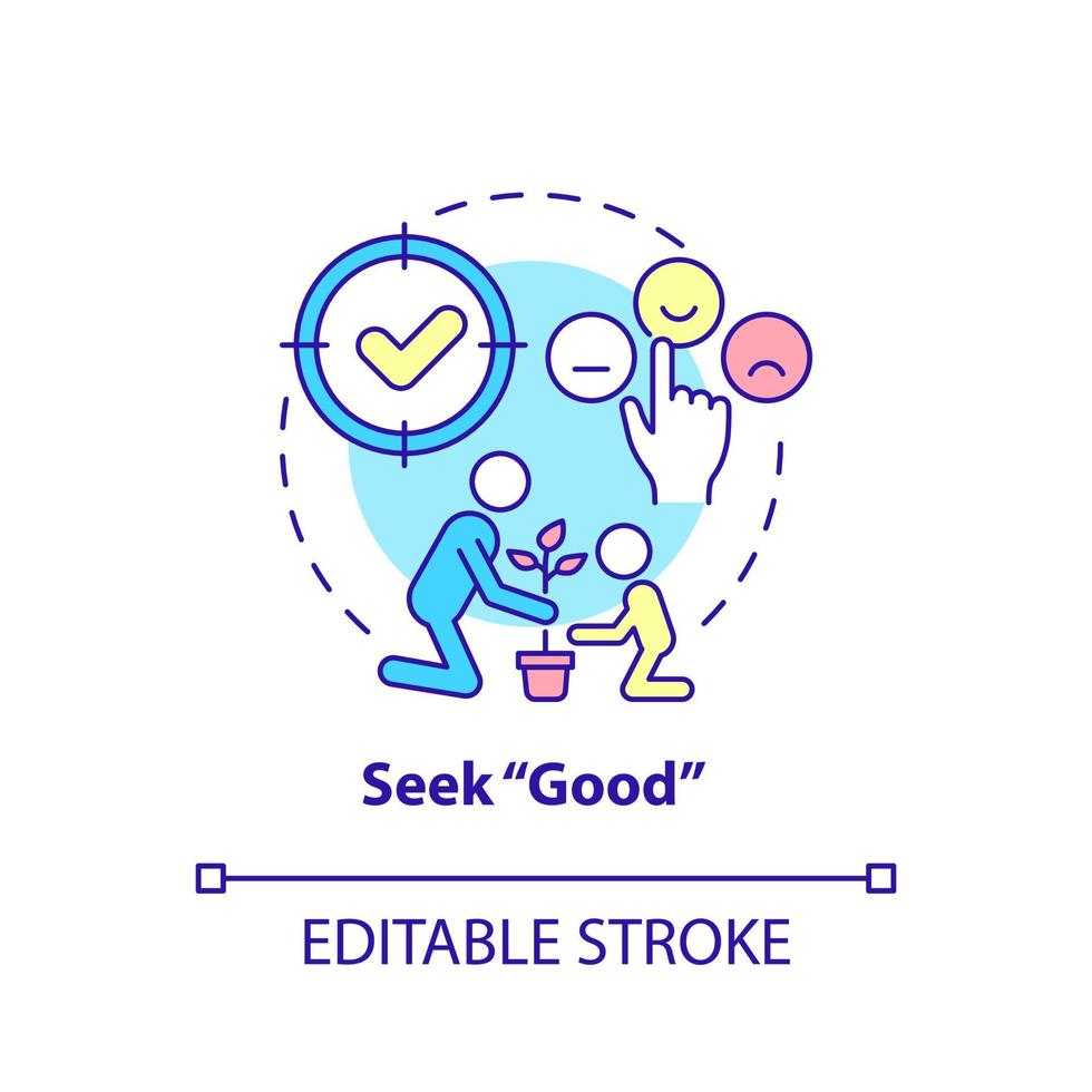 Seek good concept icon. Catch prosocial behavior. Tips for teacher. Conduct disorder abstract idea thin line illustration. Isolated outline drawing. Editable stroke. vector