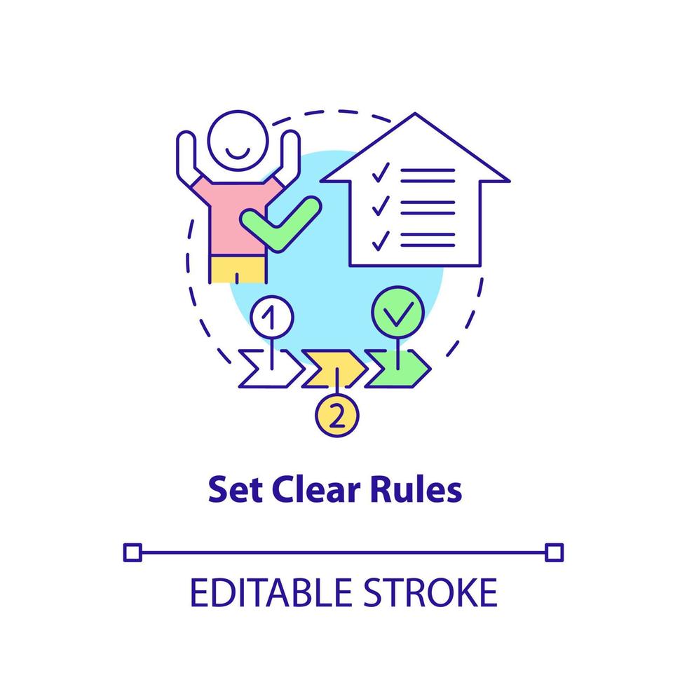 Set clear rules concept icon. Realistic rules. Tips for parents. Conduct disorder abstract idea thin line illustration. Isolated outline drawing. Editable stroke. vector