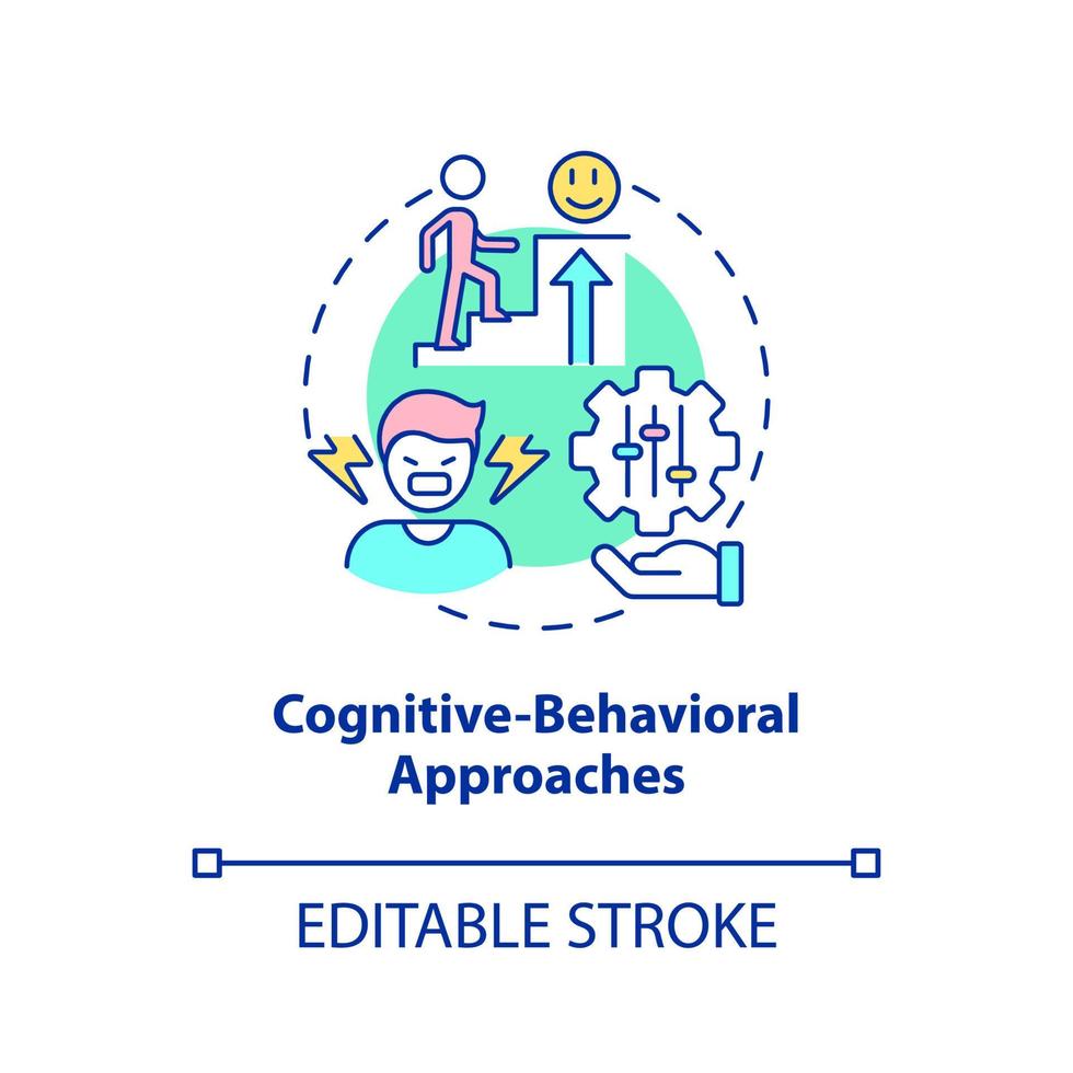 Cognitive behavioral approaches concept icon. Conduct disorder treatment abstract idea thin line illustration. Isolated outline drawing. Editable stroke. vector