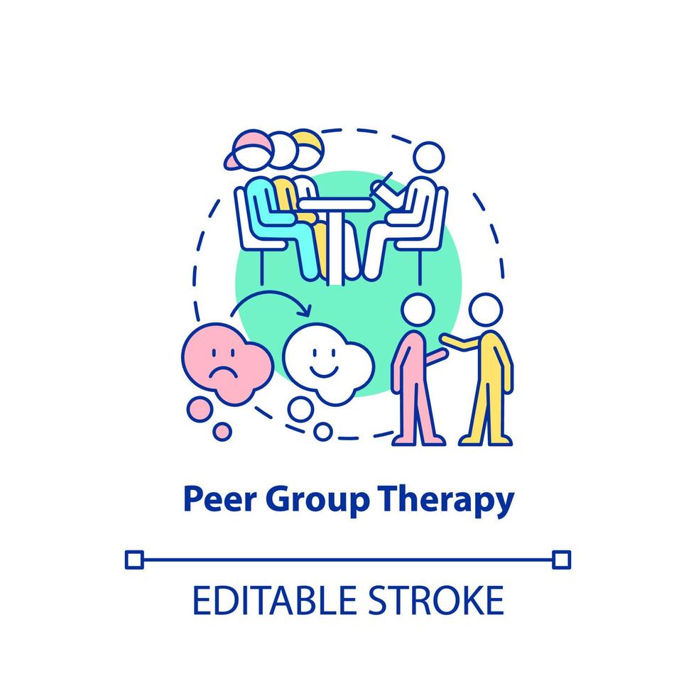 Peer group therapy concept icon. Interpersonal skills. Conduct disorder treatment abstract idea thin line illustration. Isolated outline drawing. Editable stroke. vector