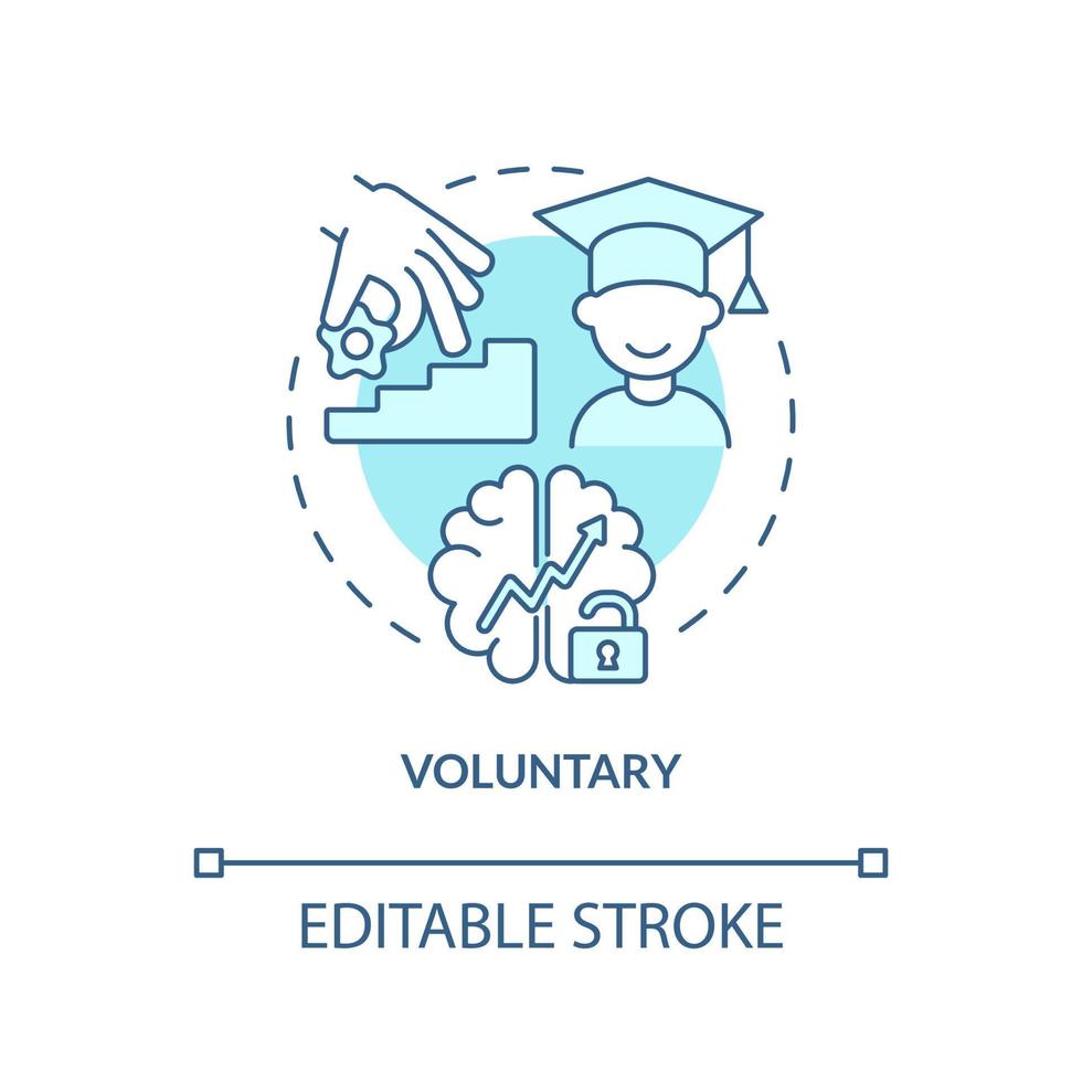 Voluntary education turquoise concept icon. Lifelong learning characteristics abstract idea thin line illustration. Isolated outline drawing. Editable stroke. vector