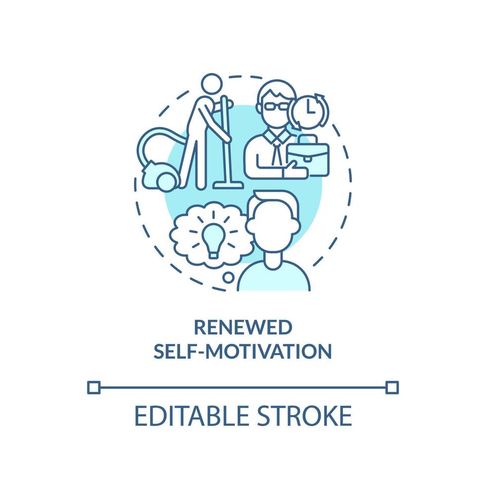 Renewed self-motivation turquoise concept icon. Lifelong education benefits abstract idea thin line illustration. Isolated outline drawing. Editable stroke. vector
