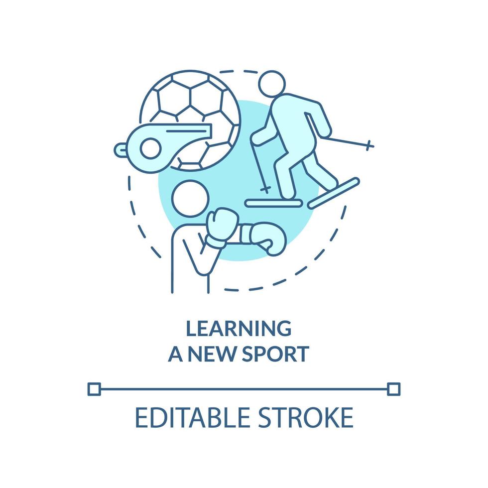 Learning new sport turquoise concept icon. Martial arts. Lifelong learning examples abstract idea thin line illustration. Isolated outline drawing. Editable stroke. vector