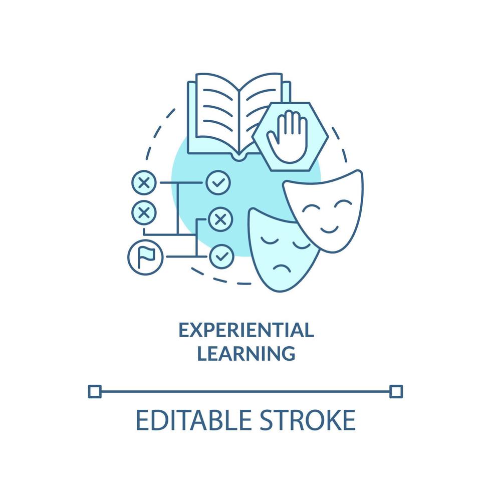 Experiential learning turquoise concept icon. Adult education theories and forms abstract idea thin line illustration. Isolated outline drawing. Editable stroke. vector