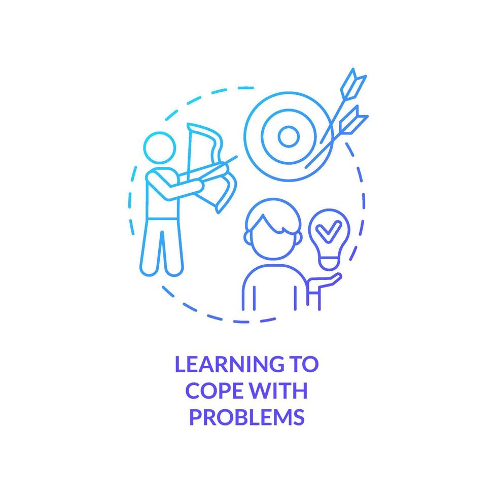 Learning to cope with problems blue gradient concept icon. Reducing stressful feelings abstract idea thin line illustration. Manage stress. Isolated outline drawing. vector