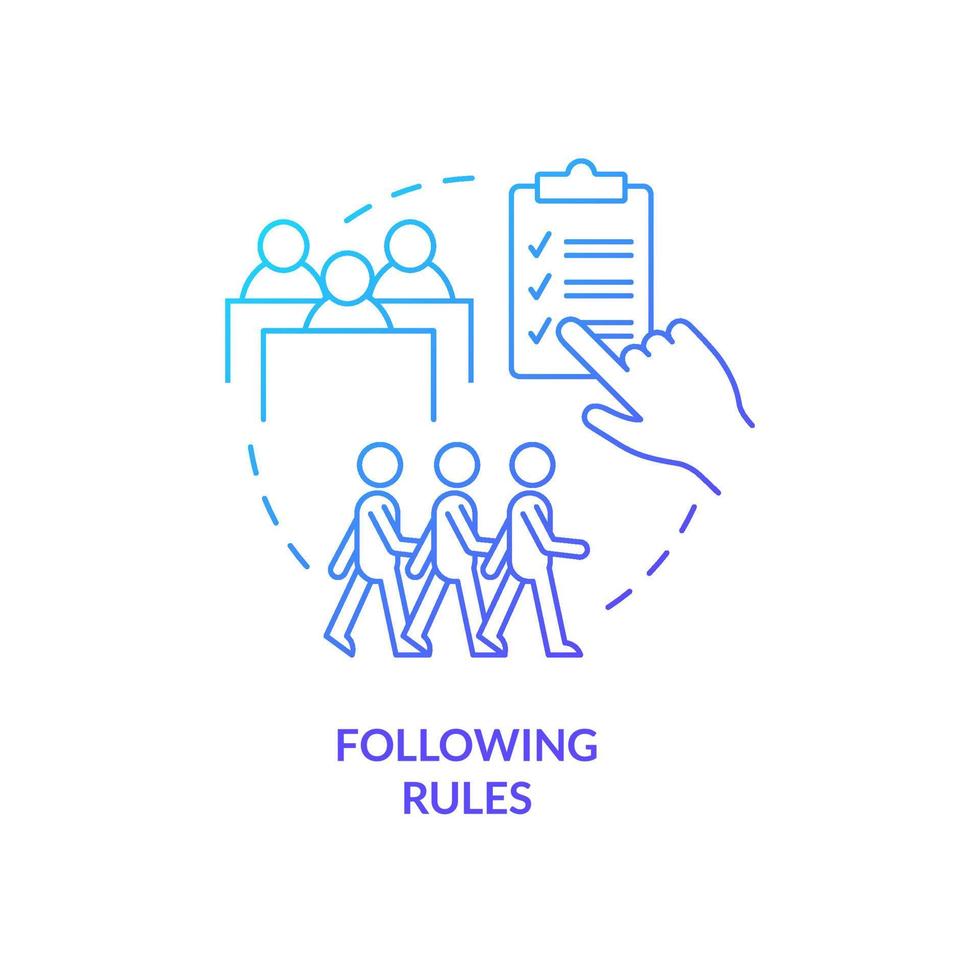 Following rules blue gradient concept icon. Healthy childhood development sign abstract idea thin line illustration. Regulations in society. Isolated outline drawing. vector