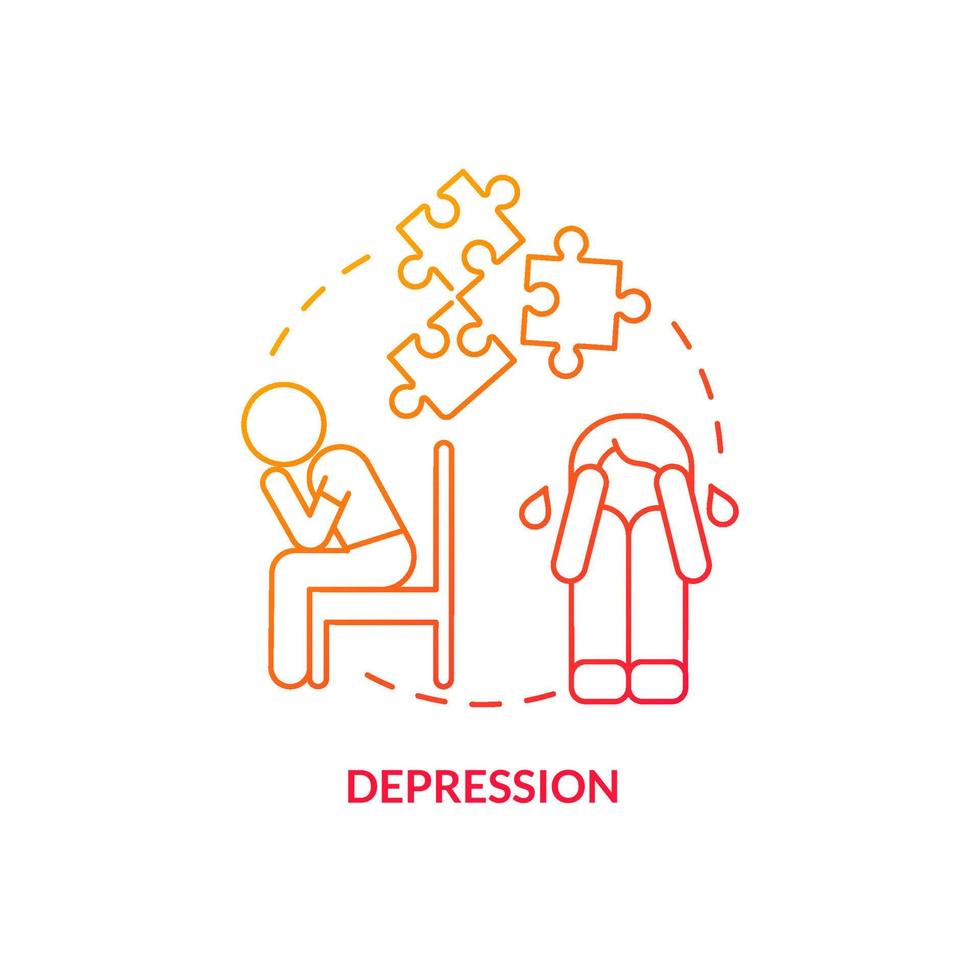 Depression red gradient concept icon. Mental illness in children abstract idea thin line illustration. Depressive episodes. Struggling with sadness. Isolated outline drawing. vector