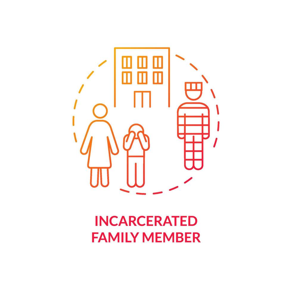 Incarcerated family member red gradient concept icon. Adverse childhood. Parental incarceration consequences abstract idea thin line illustration. Isolated outline drawing. vector