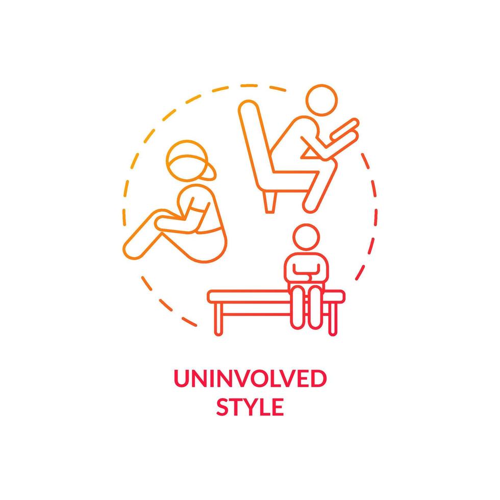 Uninvolved style red gradient concept icon. Parenting strategy abstract idea thin line illustration. Emotionally detached parents. Isolated outline drawing. vector