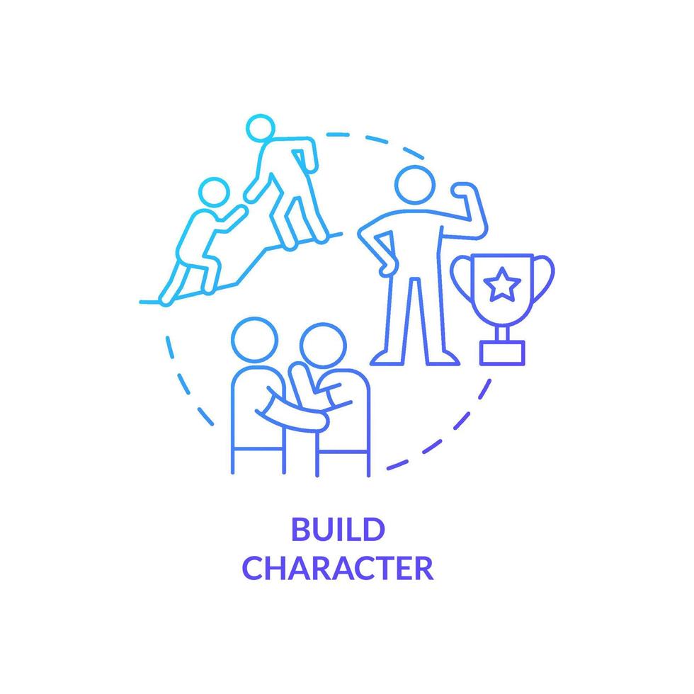 Build character blue gradient concept icon. Mentally strong child abstract idea thin line illustration. Building resilience. Psychological health. Isolated outline drawing. vector