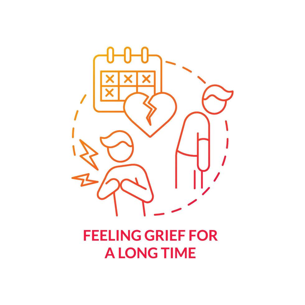 Feeling grief for long time red gradient concept icon. Mental issues in teens abstract idea thin line illustration. Deep feelings of sadness. Isolated outline drawing. vector