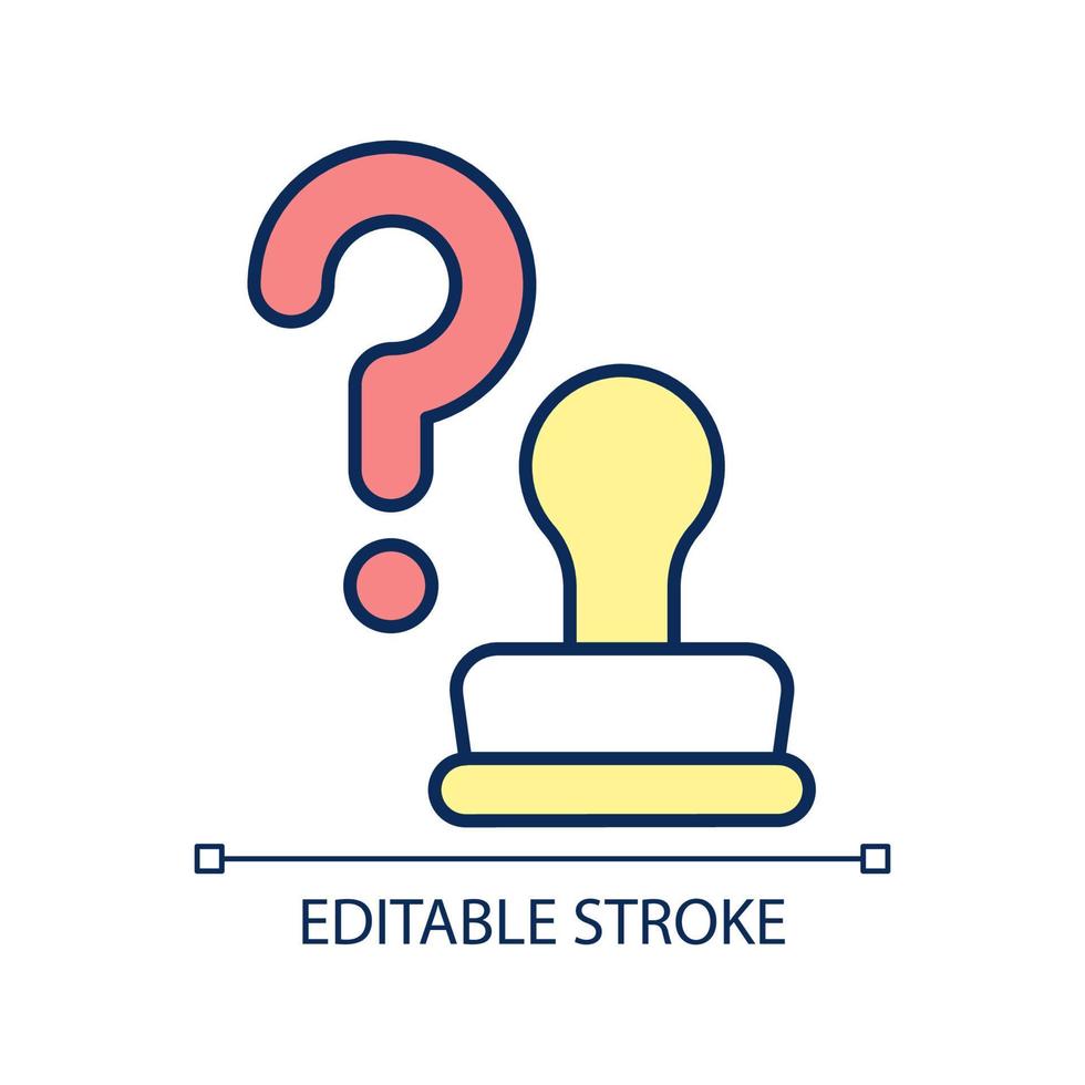Waiting for approvement RGB color icon. Legal permission. Authorization stamp. Accept certificate. Isolated vector illustration. Simple filled line drawing. Editable stroke.