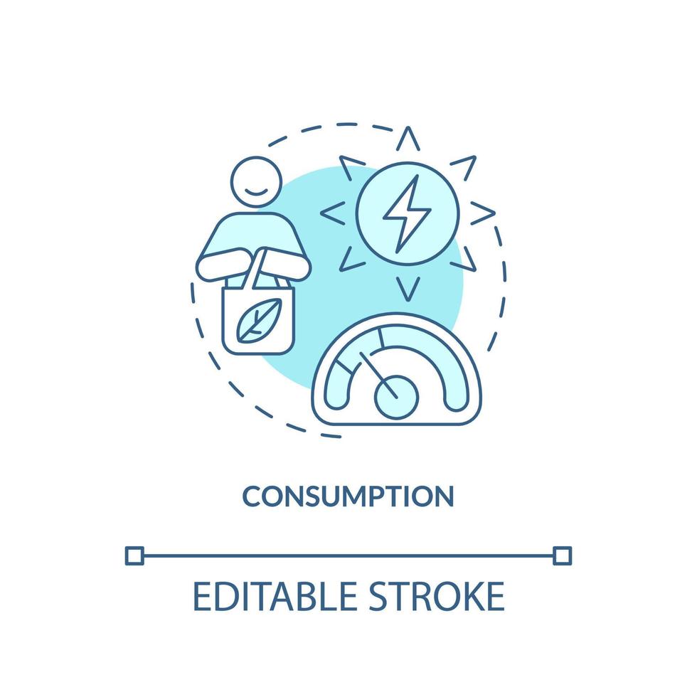 Consumption turquoise concept icon. Circular economy abstract idea thin line illustration. Sustainable development. Isolated outline drawing. Editable stroke. vector