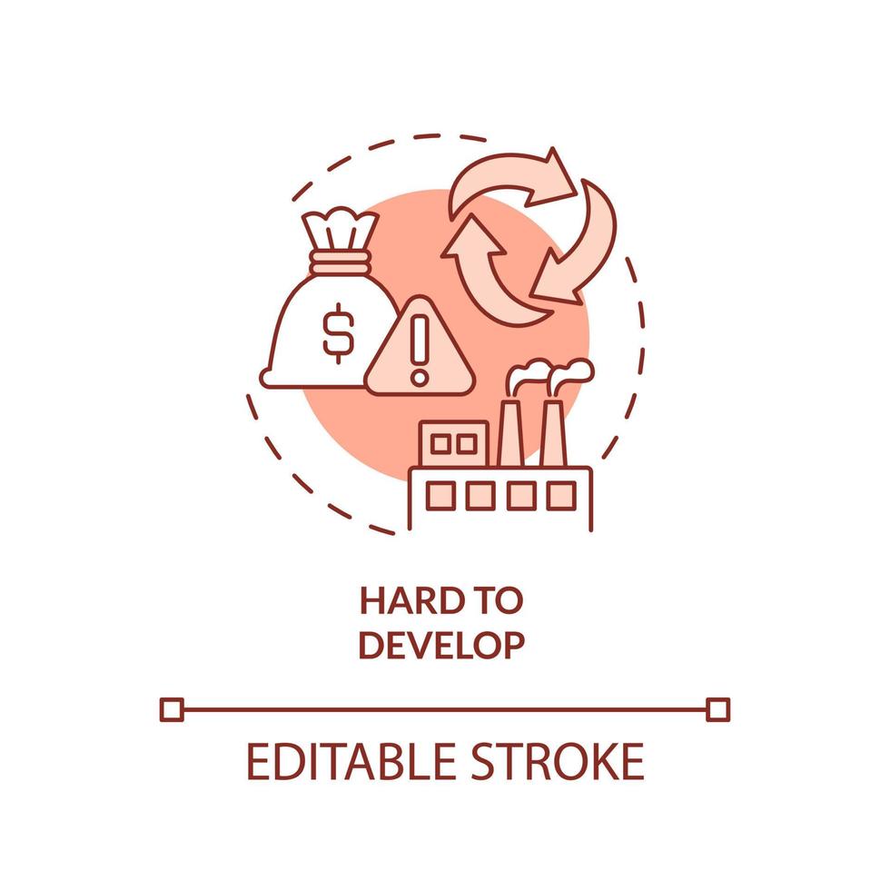 Hard to develop terracotta concept icon. Substantial initial expenses abstract idea thin line illustration. Isolated outline drawing. Editable stroke. vector