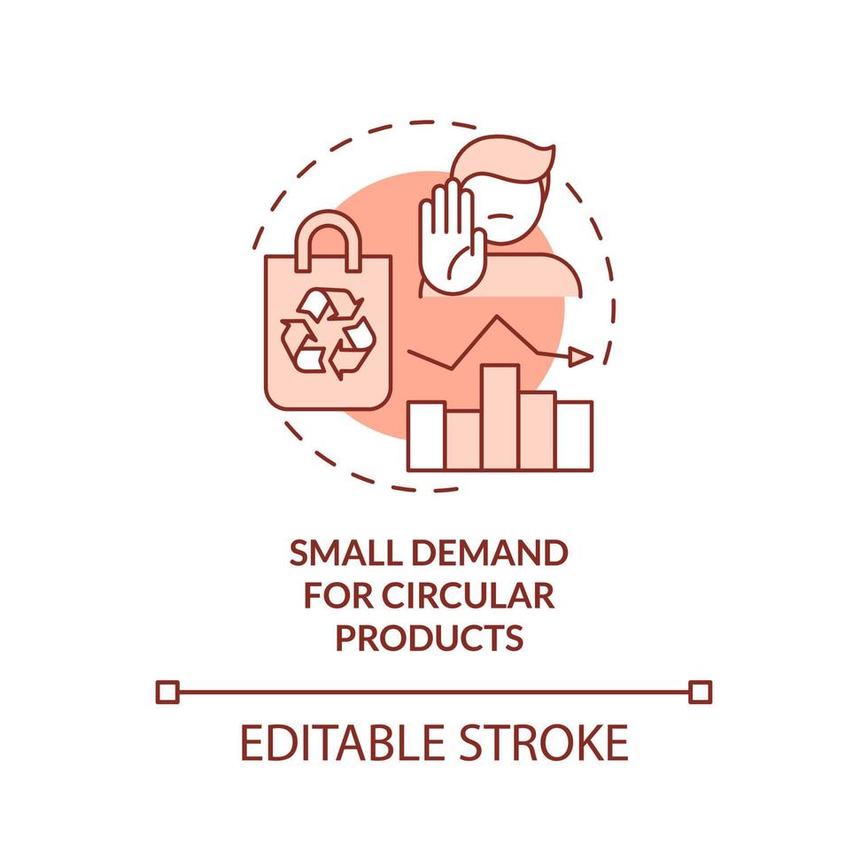 Small demand for circular products terracotta concept icon. Economic development abstract idea thin line illustration. Isolated outline drawing. Editable stroke. vector