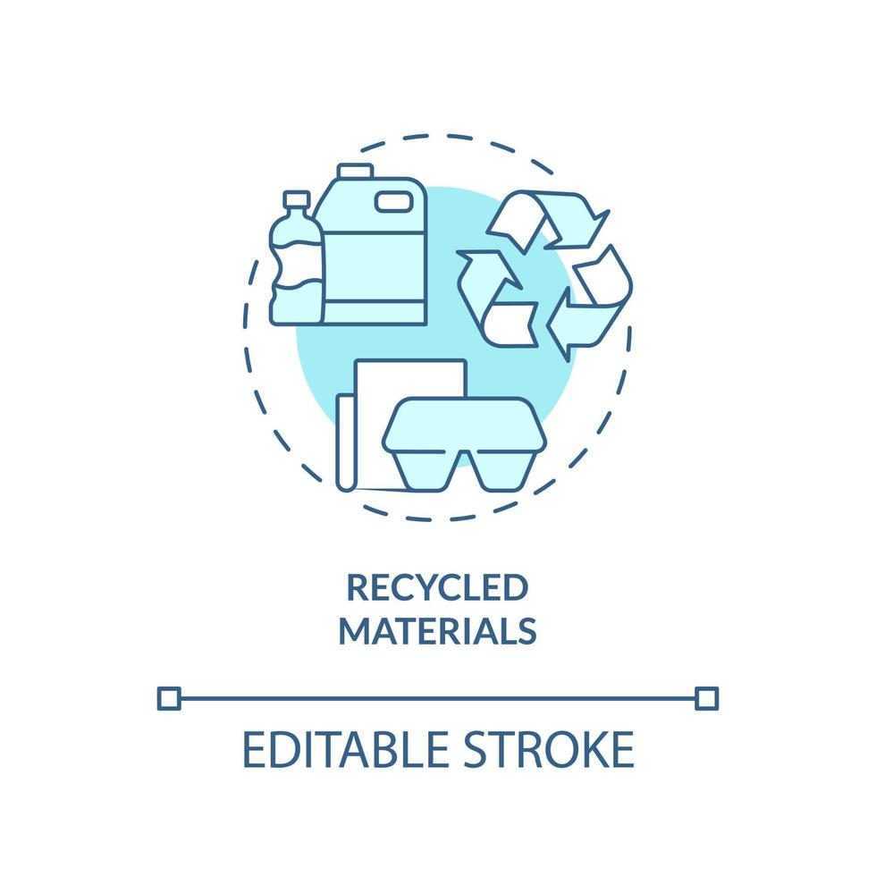 Recycled materials turquoise concept icon. Circular economy abstract idea thin line illustration. Pollution prevention. Isolated outline drawing. Editable stroke. vector