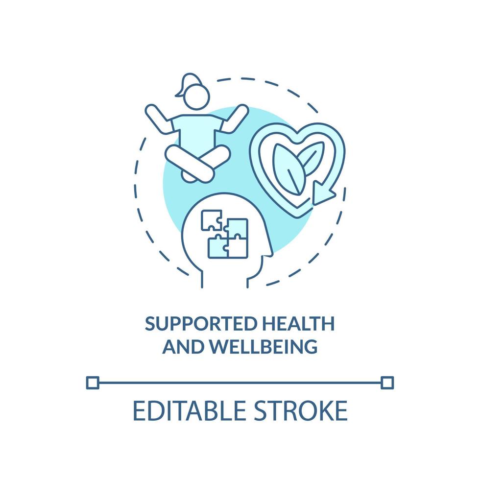 Supported health and wellbeing turquoise concept icon. Mental wellness abstract idea thin line illustration. Isolated outline drawing. Editable stroke. vector