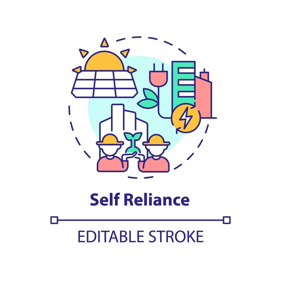 Self reliance concept icon. Eco friendly technology. Sustainable city design abstract idea thin line illustration. Isolated outline drawing. Editable stroke. vector