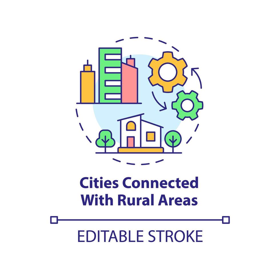 Cities connected with rural areas concept icon. Urban comfort ideas abstract idea thin line illustration. Isolated outline drawing. Editable stroke. vector