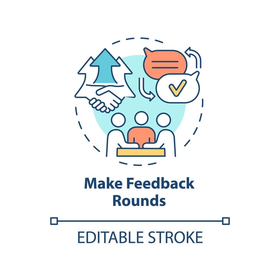 Make feedback rounds concept icon. Employee engagement abstract idea thin line illustration. Positive comments exchange. Isolated outline drawing. vector