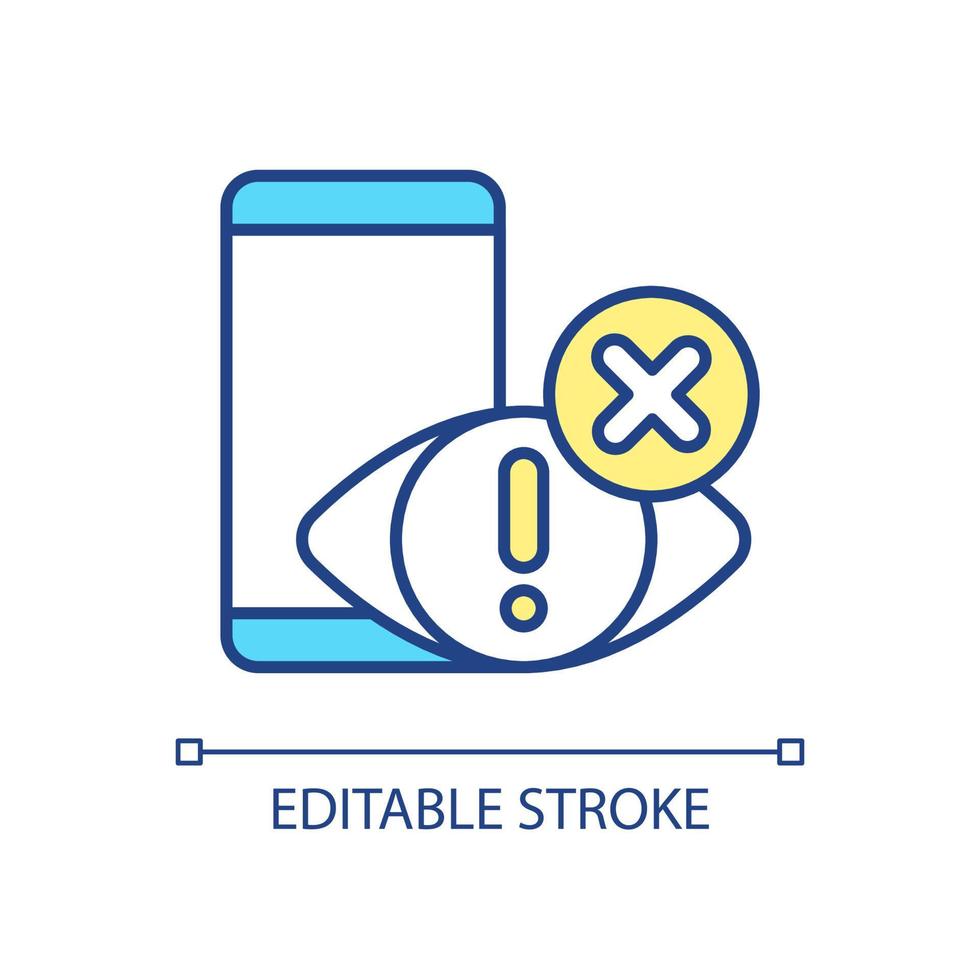 Increase privacy on mobile app RGB color icon. Surveillance prohibited. Cyber security for application. Isolated vector illustration. Simple filled line drawing. Editable stroke.