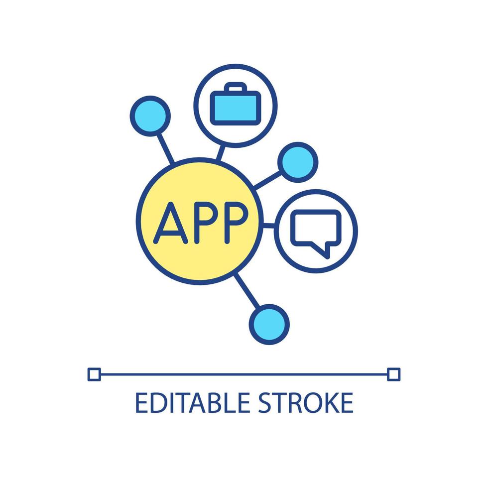 App network RGB color icon. Blockchain technology for servicing business. Decentralized system. Isolated vector illustration. Simple filled line drawing. Editable stroke.