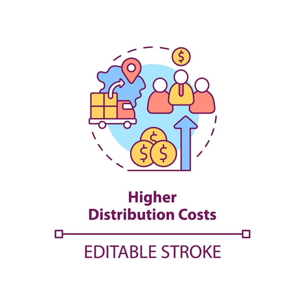 icono de concepto de costos de distribución más altos. las luchas comerciales de exportación idea abstracta ilustración de línea delgada. dibujo de contorno aislado. vector