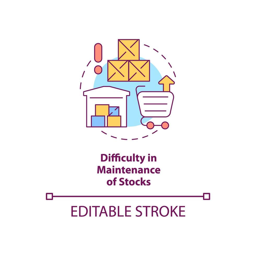 Difficulty in maintenance of stocks concept icon. Export business struggles abstract idea thin line illustration. Isolated outline drawing. vector