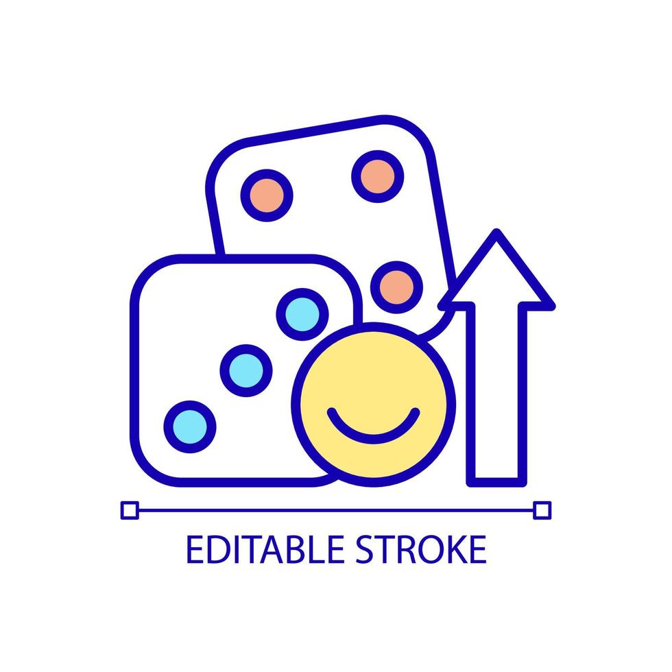 Positive effect of gambling RGB color icon. Entertainment and recreation. Mind training for fun. Isolated vector illustration. Simple filled line drawing. Editable stroke.