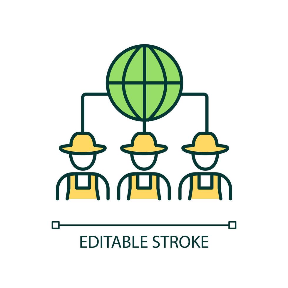 Online farm community RGB color icon. Find information about harvesting. Website for farmers. Isolated vector illustration. Simple filled line drawing. Editable stroke.