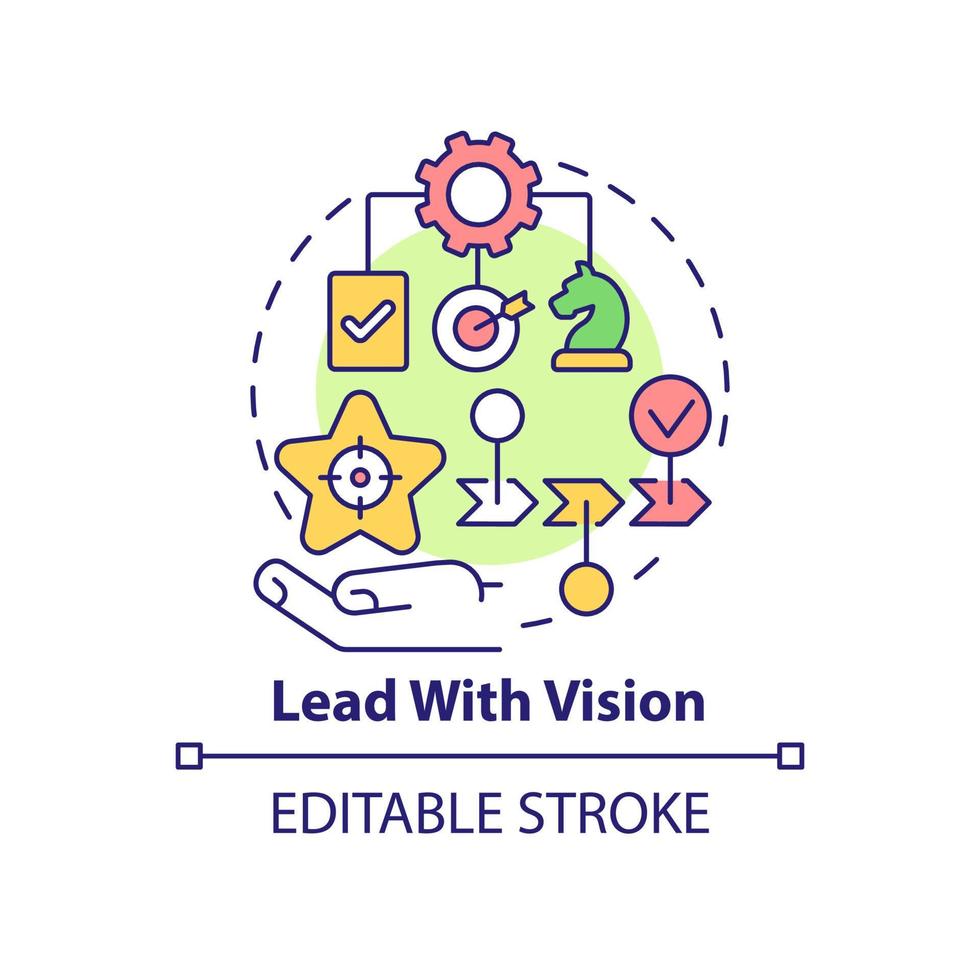 Lead with vision concept icon. Improving employee motivation abstract idea thin line illustration. Embracing new ideas. Isolated outline drawing. vector