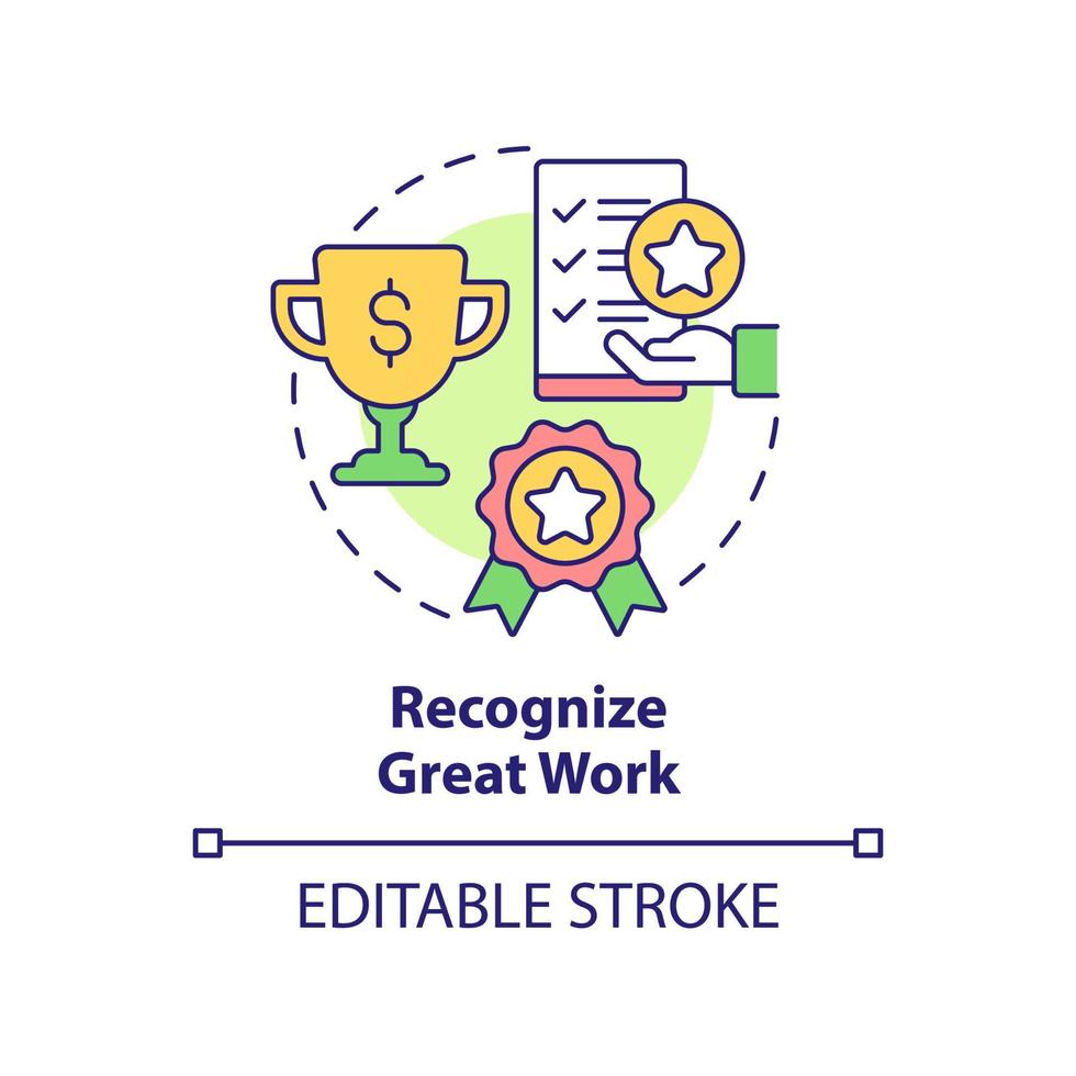 Recognize great work concept icon. Improve employee motivation abstract idea thin line illustration. Boost self-confidence. Isolated outline drawing. vector