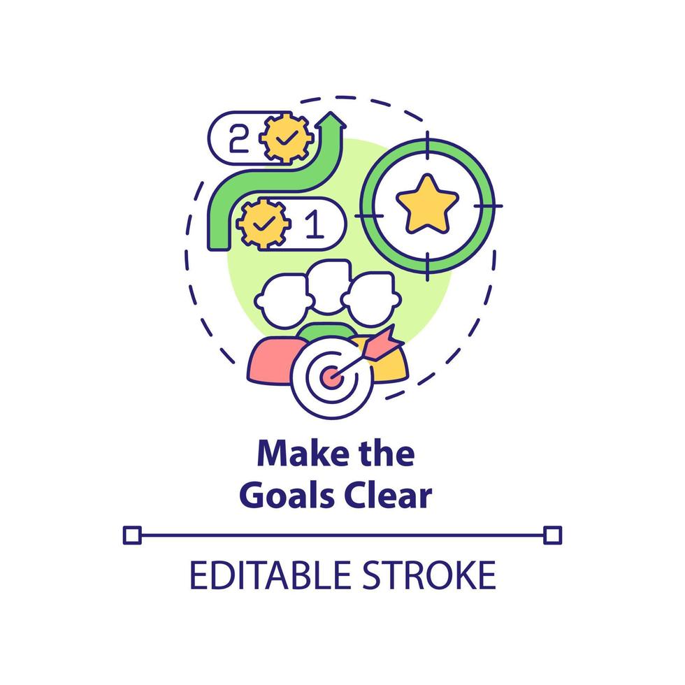 Make goals clear concept icon. Improving employee motivation abstract idea thin line illustration. Achieving career dreams. Isolated outline drawing. vector