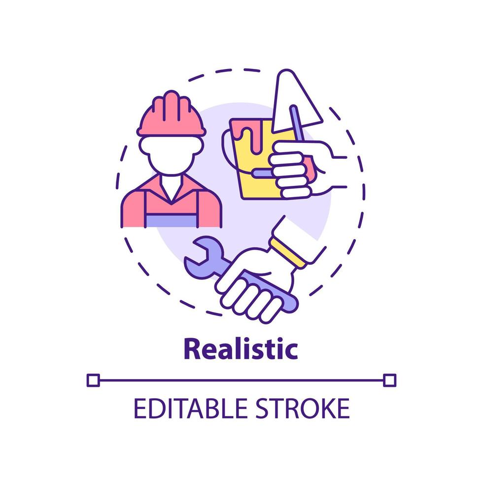 Realistic occupation concept icon. Work environment type abstract idea thin line illustration. Working with hands. Isolated outline drawing. vector