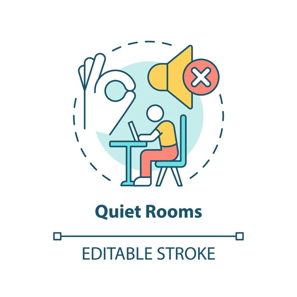 Quiet rooms concept icon. Inspiring work environment abstract idea thin line illustration. Comfortable and private space. Isolated outline drawing. vector