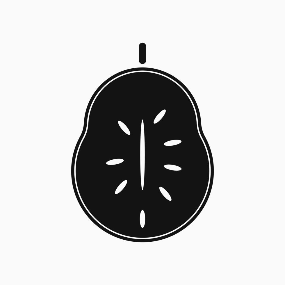 icono lleno de guanábana. logotipo de frutas. en blanco y negro. para icono, logotipo, símbolo y signo vector