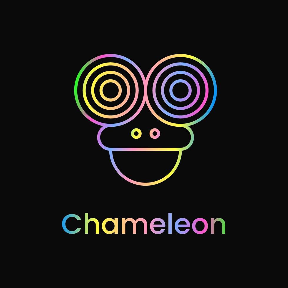 Chameleon Logo Concept. Gradient, modern and Line Logotype. Green, Yellow, Pink, Blue, and Black. Logo, Icon, Symbol, Emblem, Mascot and sign. Such as Animal, Reptile and pet Logo vector