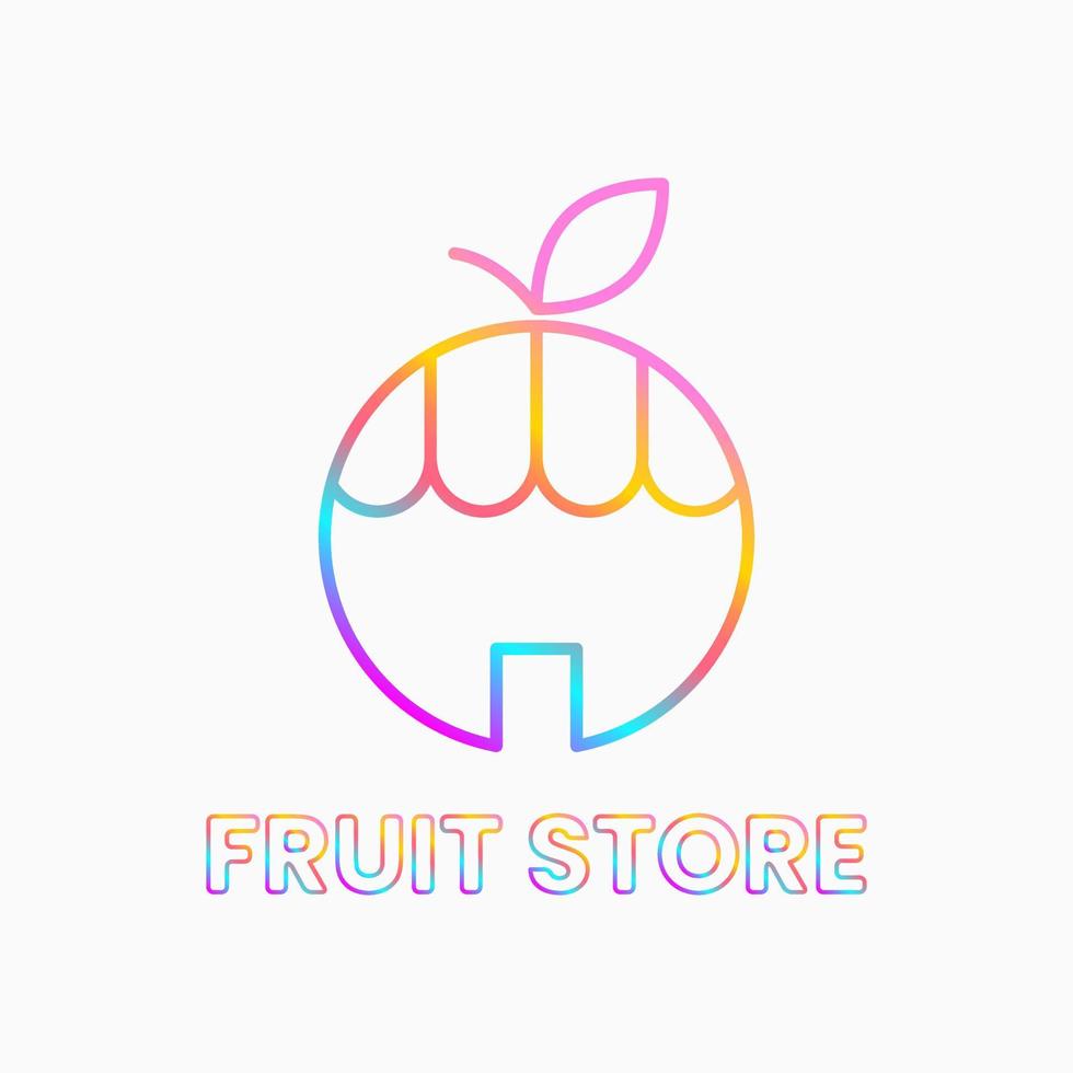 concepto de logotipo de la tienda de frutas. logotipo degradado, simple y de línea. vistoso. adecuado para logotipo, icono, símbolo y signo vector